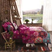 HKM-736659 Elegant Three-Piece Ethnic Polyester Bedding Set in Various Sizes
