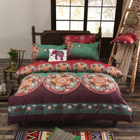 HKM-736659 Elegant Three-Piece Ethnic Polyester Bedding Set in Various Sizes