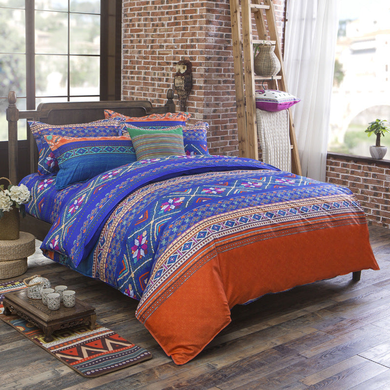 HKM-736659 Elegant Three-Piece Ethnic Polyester Bedding Set in Various Sizes