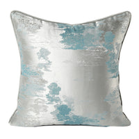 HKM-736723 Dark Green and Silver Green Landscape Print Cushion Cover - Asian Style Square Pillow, Multiple Sizes Available
