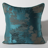 HKM-736723 Dark Green and Silver Green Landscape Print Cushion Cover - Asian Style Square Pillow, Multiple Sizes Available