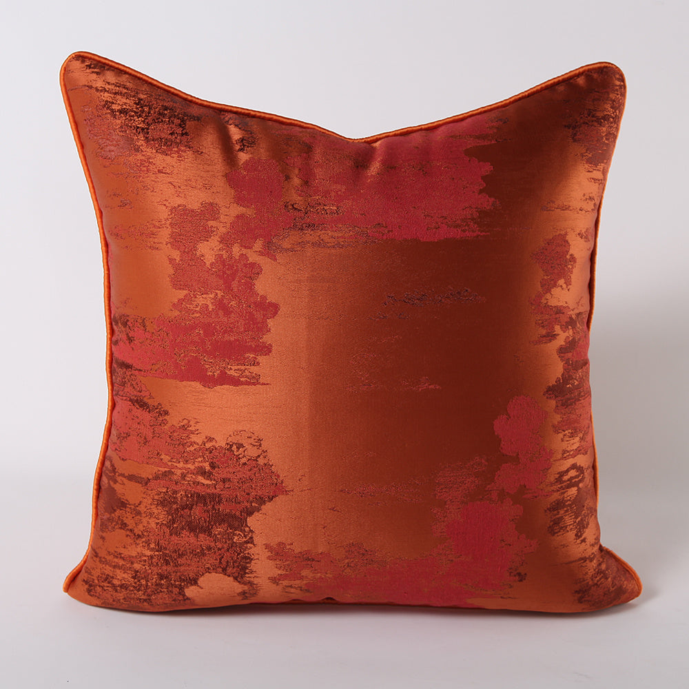 HKM-736723 Dark Green and Silver Green Landscape Print Cushion Cover - Asian Style Square Pillow, Multiple Sizes Available
