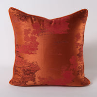 HKM-736723 Dark Green and Silver Green Landscape Print Cushion Cover - Asian Style Square Pillow, Multiple Sizes Available
