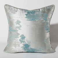 HKM-736723 Dark Green and Silver Green Landscape Print Cushion Cover - Asian Style Square Pillow, Multiple Sizes Available