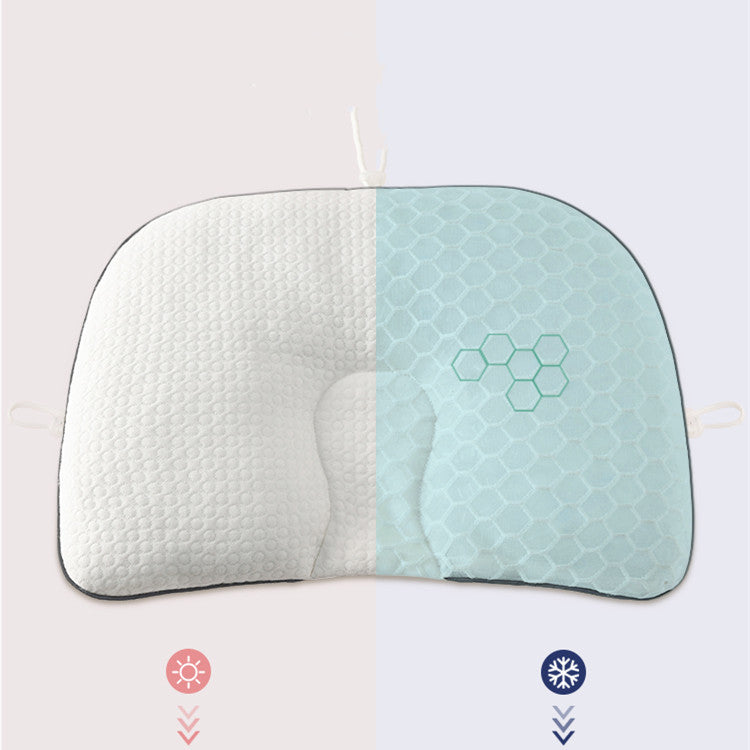 HKM-736787 Baby Head Shaping Memory Foam Pillow for Infants - Ages 0-24 Months, Soft Cotton Cover, Breathable Mesh Back