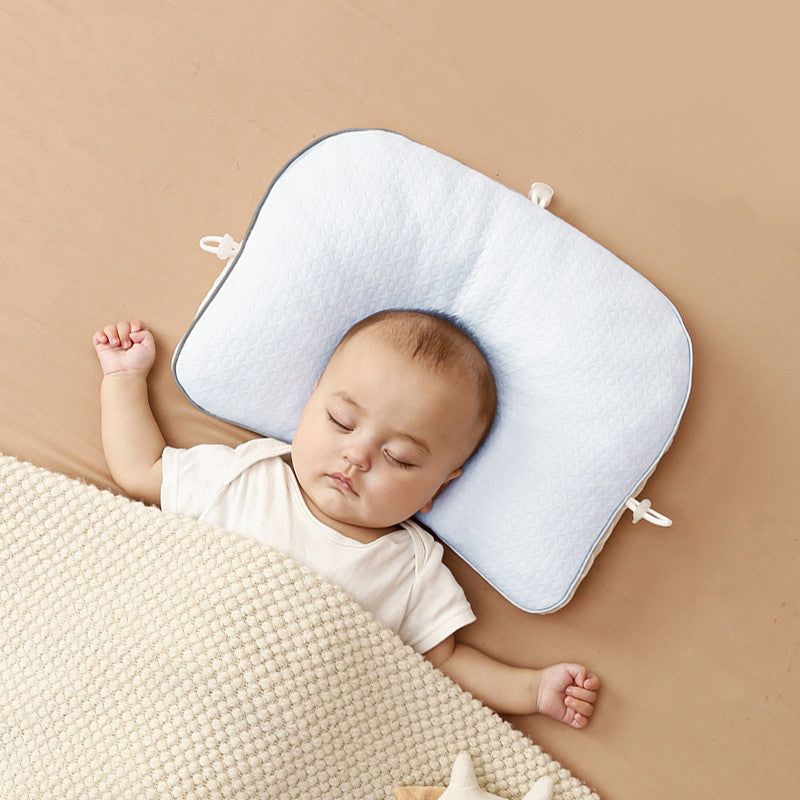 HKM-736787 Baby Head Shaping Memory Foam Pillow for Infants - Ages 0-24 Months, Soft Cotton Cover, Breathable Mesh Back