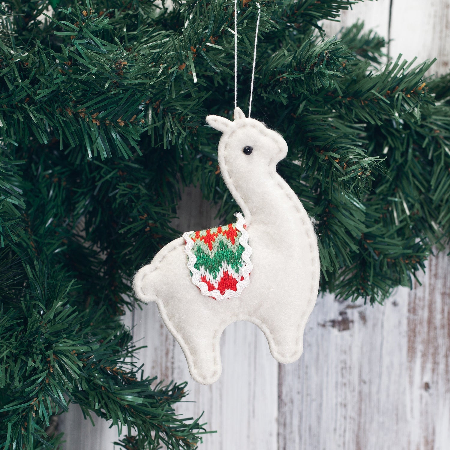 HKM-736787 Festive Alpaca Christmas Tree Decoration Pendant Set - 4 Non-Woven Fabric Ornaments
