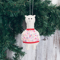 HKM-736787 Festive Alpaca Christmas Tree Decoration Pendant Set - 4 Non-Woven Fabric Ornaments
