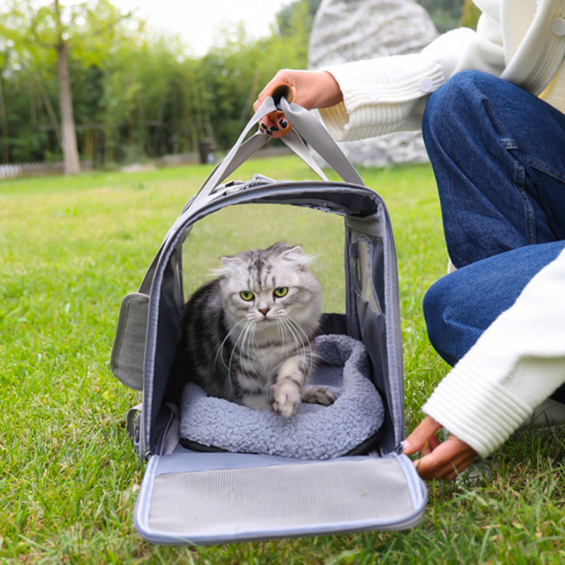 HKM-736851 Foldable Outdoor Diaper Bag for Small Dogs and Cats - Breathable Oxford Cloth Shoulder Handbag in Various Colors