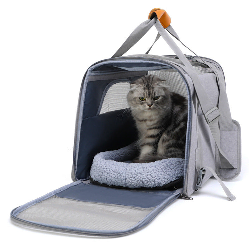 HKM-736851 Foldable Outdoor Diaper Bag for Small Dogs and Cats - Breathable Oxford Cloth Shoulder Handbag in Various Colors