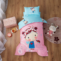HKM-736979 Pure Cotton Nap Cartoon-Themed 3-Piece Baby Bedding Set with Quilt Cover, Sheet, and Pillowcase