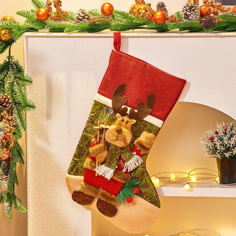 HKM-737107 Large Cartoon Candy Bag Christmas Decoration - Snowman, Elk, and Old Man Styles in Cloth