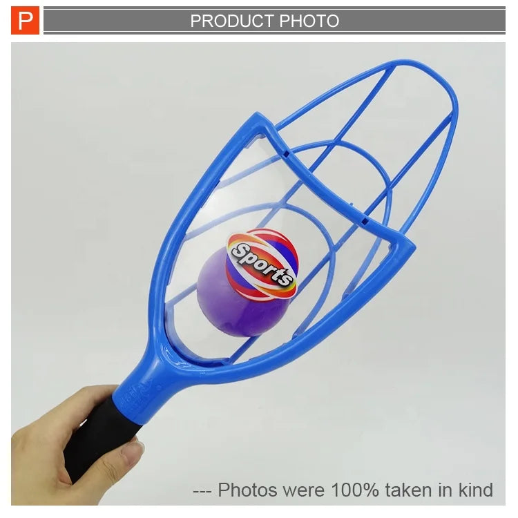 HKM-737299 Catch Ball Racket Toy for Kids Ages 2-4, Plastic Outdoor Sports Game, Fun Activity Set