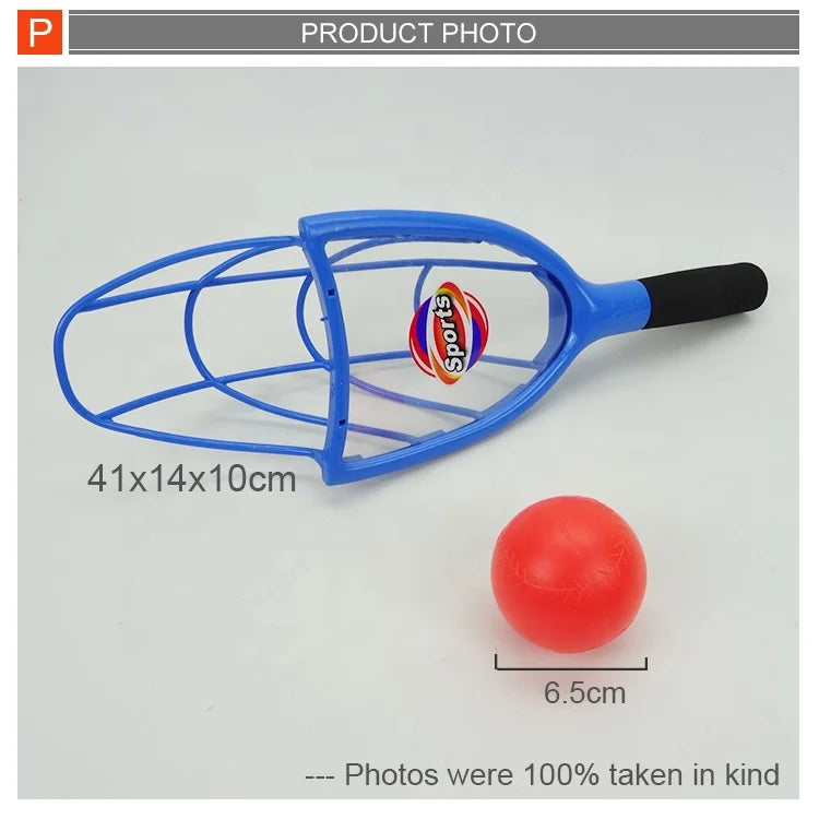 HKM-737299 Catch Ball Racket Toy for Kids Ages 2-4, Plastic Outdoor Sports Game, Fun Activity Set