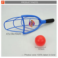 HKM-737299 Catch Ball Racket Toy for Kids Ages 2-4, Plastic Outdoor Sports Game, Fun Activity Set