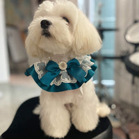 HKM-737363 Custom Handmade Cat Bib Collar Necklace - Available in Green, Purple, Peacock Blue, Red - Sizes S, M, L