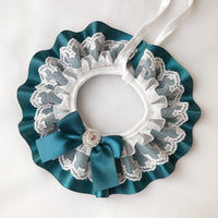 HKM-737363 Custom Handmade Cat Bib Collar Necklace - Available in Green, Purple, Peacock Blue, Red - Sizes S, M, L