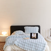 HKM-737427 Fur Rabbit Hair Sofa Blanket - Simple Solid Color in Tuscany White, Grey, or Light Camel