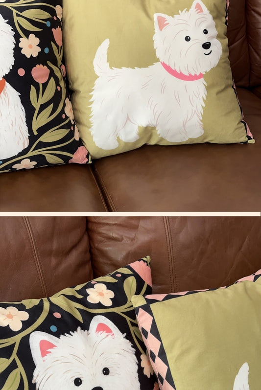 HKM-737491 Colorful Cute Puppy Design Pillow Cover - Modern 50x50cm Pillowcase in Simple Style