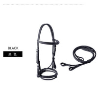 HKM-737491 Cowhide Hose Reins for Equestrian Activities - Available in Black and Dark Brown, Sizes S, M, L, XL