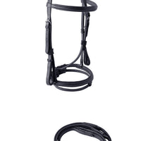 HKM-737491 Cowhide Hose Reins for Equestrian Activities - Available in Black and Dark Brown, Sizes S, M, L, XL