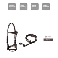 HKM-737491 Cowhide Hose Reins for Equestrian Activities - Available in Black and Dark Brown, Sizes S, M, L, XL