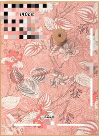 HKM-737491 Delicate Hand-Made Cotton Silk Rayon Fabric with Floral Print - 0.5m x 1m