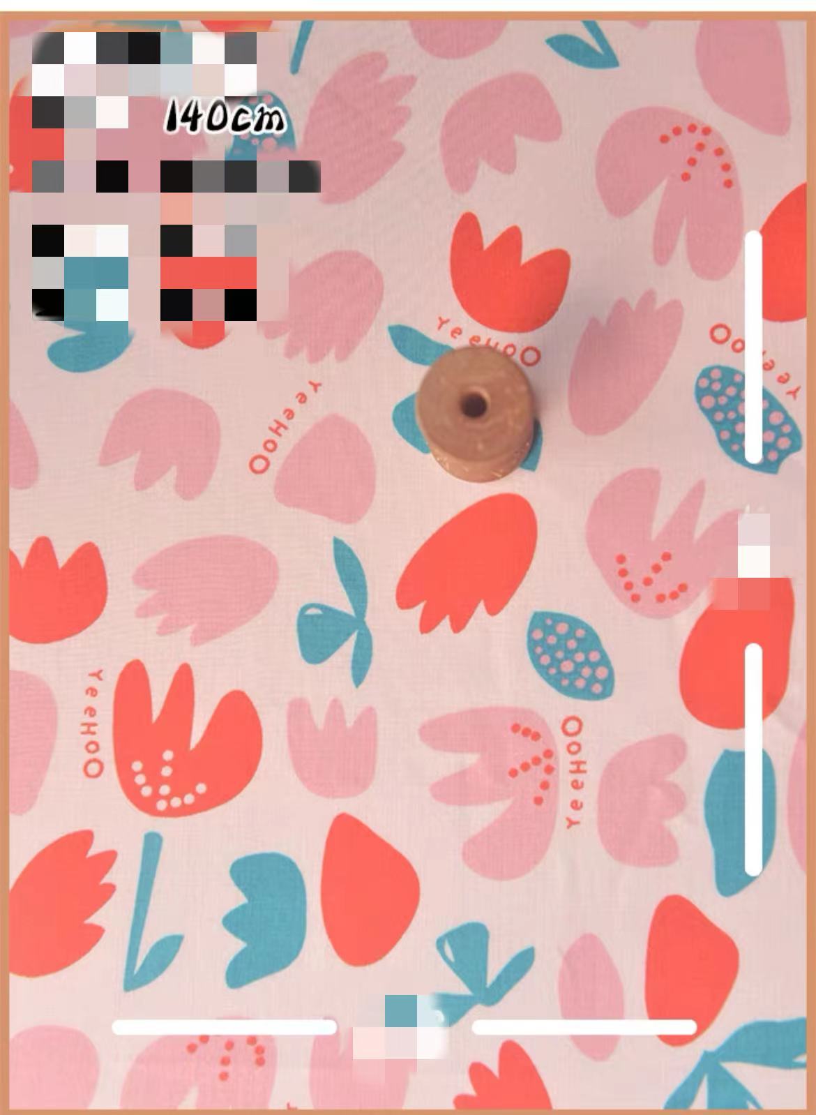 HKM-737491 Delicate Hand-Made Cotton Silk Rayon Fabric with Floral Print - 0.5m x 1m