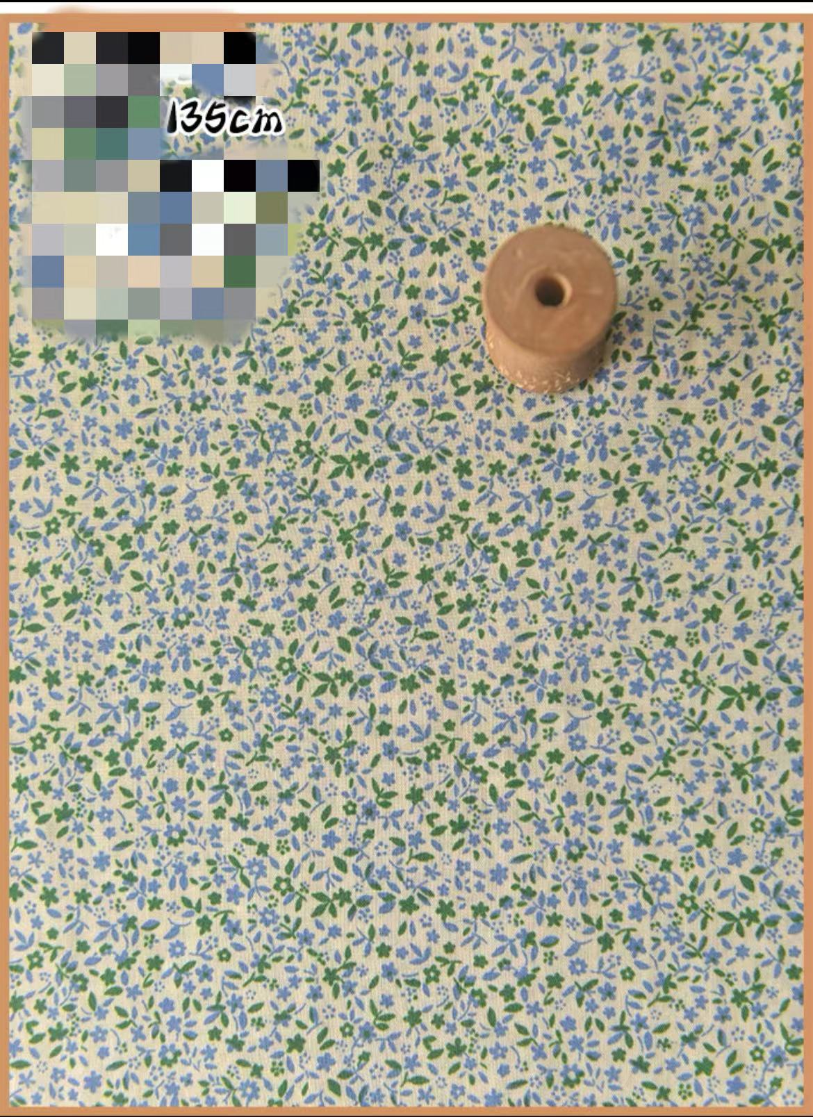 HKM-737491 Delicate Hand-Made Cotton Silk Rayon Fabric with Floral Print - 0.5m x 1m