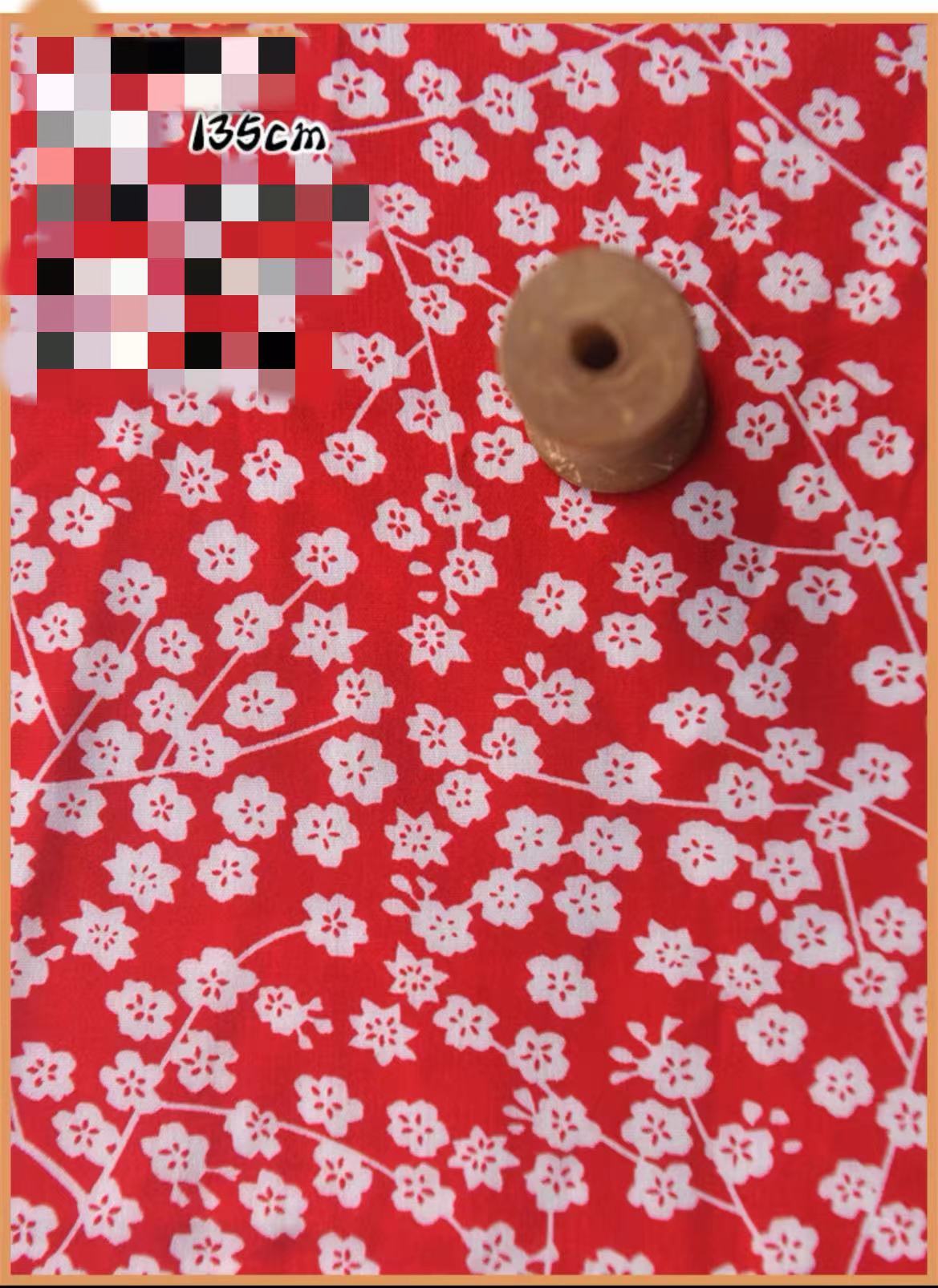 HKM-737491 Delicate Hand-Made Cotton Silk Rayon Fabric with Floral Print - 0.5m x 1m