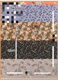 HKM-737491 Delicate Hand-Made Cotton Silk Rayon Fabric with Floral Print - 0.5m x 1m