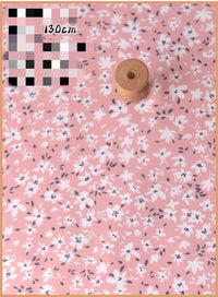 HKM-737491 Delicate Hand-Made Cotton Silk Rayon Fabric with Floral Print - 0.5m x 1m