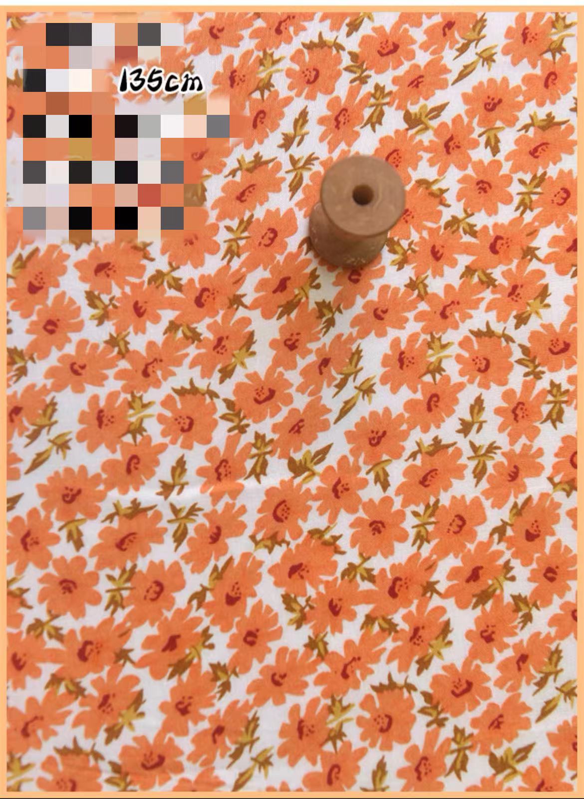 HKM-737491 Delicate Hand-Made Cotton Silk Rayon Fabric with Floral Print - 0.5m x 1m