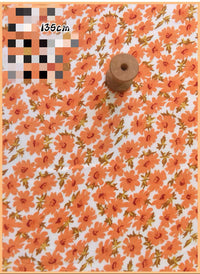 HKM-737491 Delicate Hand-Made Cotton Silk Rayon Fabric with Floral Print - 0.5m x 1m