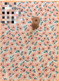 HKM-737491 Delicate Hand-Made Cotton Silk Rayon Fabric with Floral Print - 0.5m x 1m