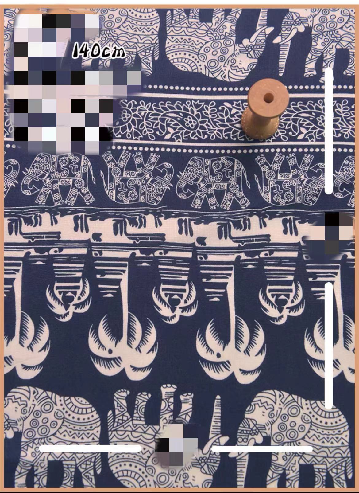 HKM-737491 Delicate Hand-Made Cotton Silk Rayon Fabric with Floral Print - 0.5m x 1m