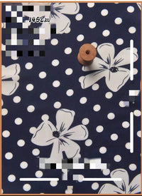HKM-737491 Delicate Hand-Made Cotton Silk Rayon Fabric with Floral Print - 0.5m x 1m
