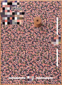 HKM-737491 Delicate Hand-Made Cotton Silk Rayon Fabric with Floral Print - 0.5m x 1m