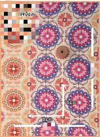 HKM-737491 Delicate Hand-Made Cotton Silk Rayon Fabric with Floral Print - 0.5m x 1m