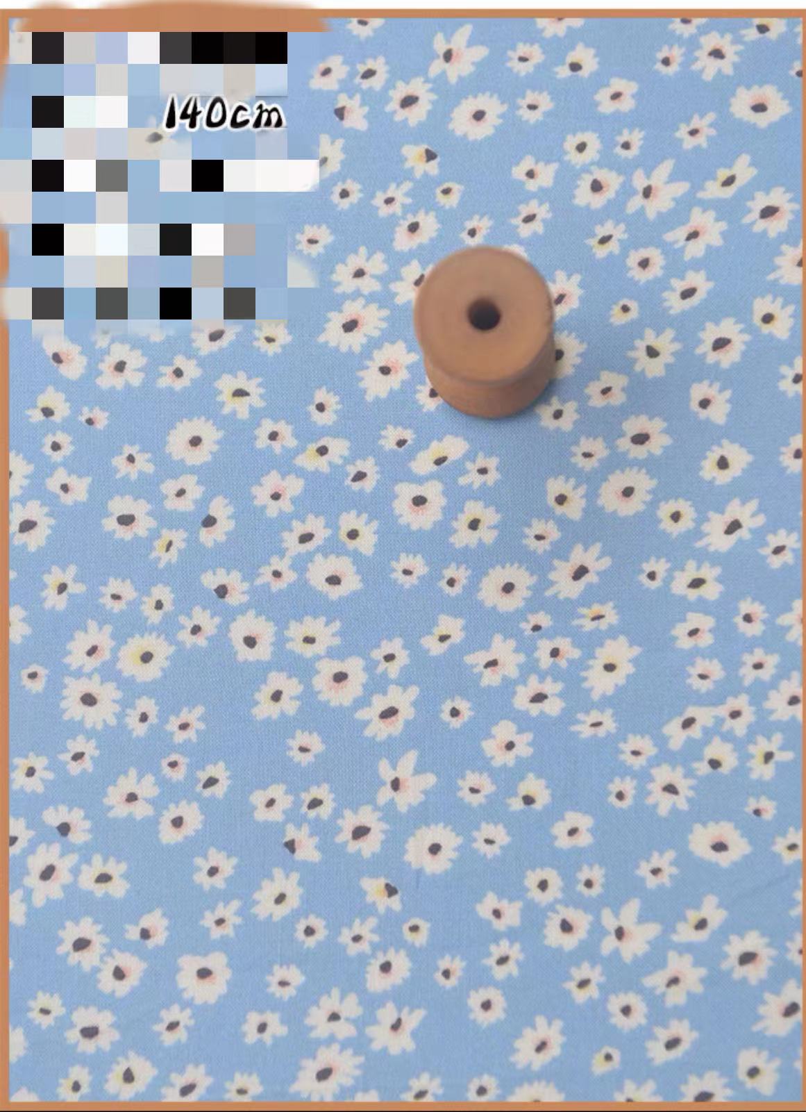 HKM-737491 Delicate Hand-Made Cotton Silk Rayon Fabric with Floral Print - 0.5m x 1m