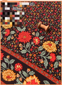 HKM-737491 Delicate Hand-Made Cotton Silk Rayon Fabric with Floral Print - 0.5m x 1m