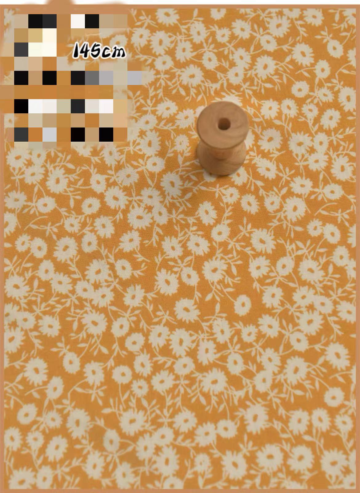 HKM-737491 Delicate Hand-Made Cotton Silk Rayon Fabric with Floral Print - 0.5m x 1m