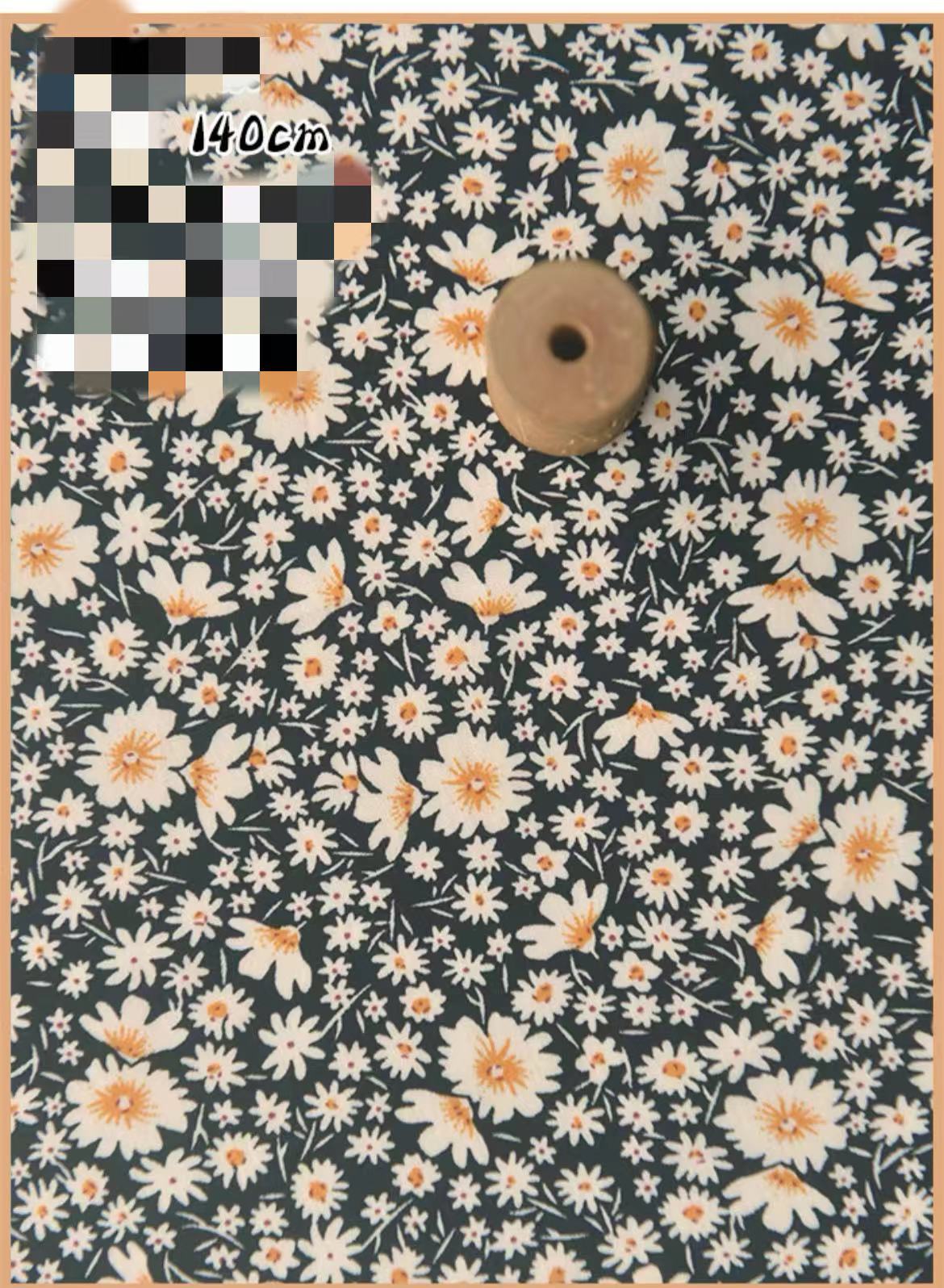 HKM-737491 Delicate Hand-Made Cotton Silk Rayon Fabric with Floral Print - 0.5m x 1m