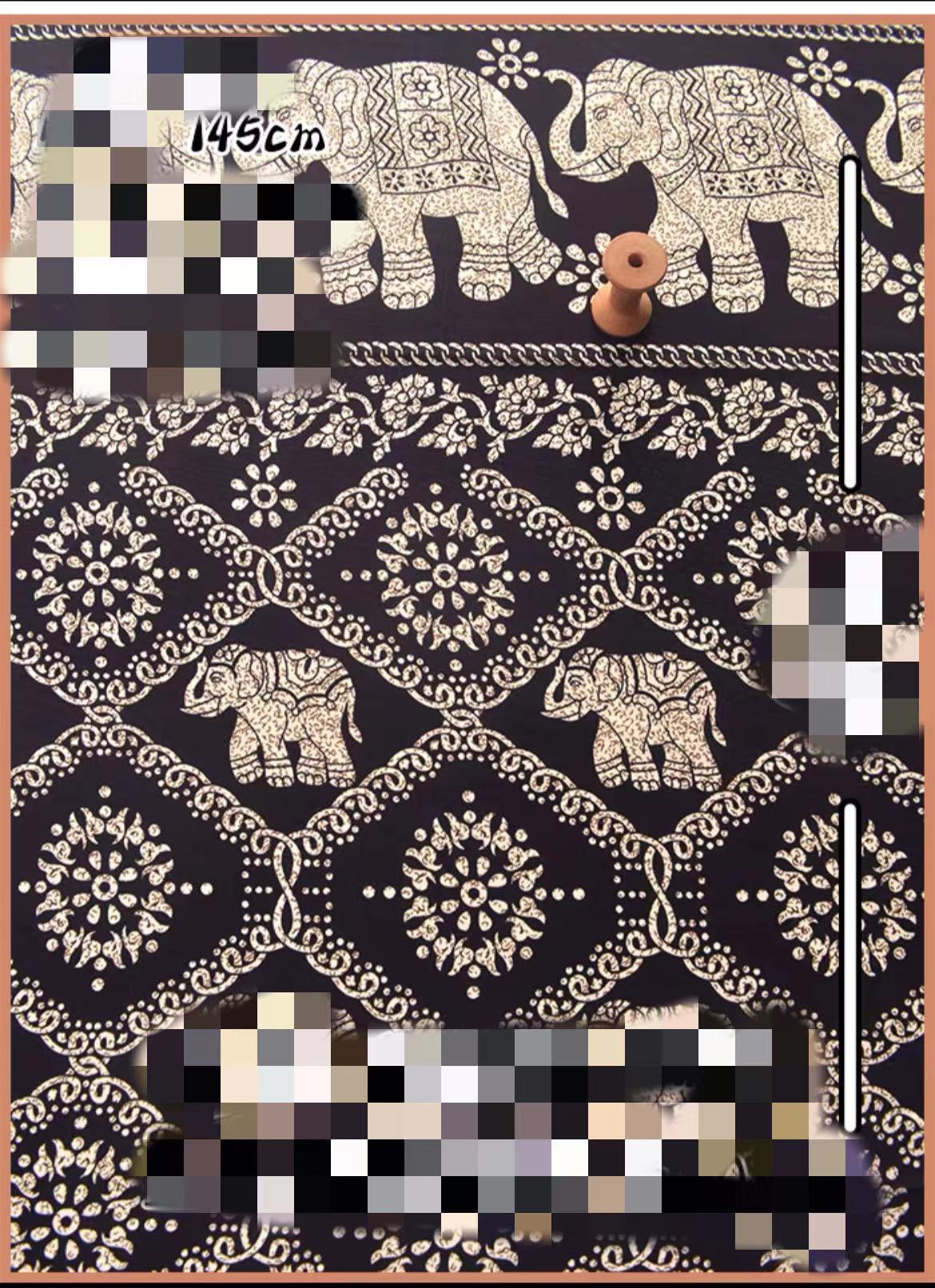 HKM-737491 Delicate Hand-Made Cotton Silk Rayon Fabric with Floral Print - 0.5m x 1m