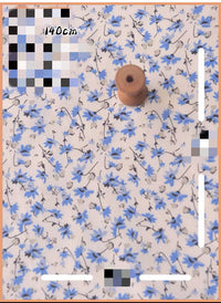 HKM-737491 Delicate Hand-Made Cotton Silk Rayon Fabric with Floral Print - 0.5m x 1m