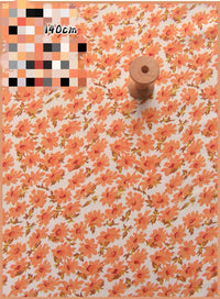 HKM-737491 Delicate Hand-Made Cotton Silk Rayon Fabric with Floral Print - 0.5m x 1m