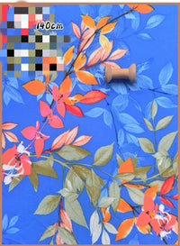 HKM-737491 Delicate Hand-Made Cotton Silk Rayon Fabric with Floral Print - 0.5m x 1m