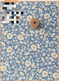 HKM-737491 Delicate Hand-Made Cotton Silk Rayon Fabric with Floral Print - 0.5m x 1m