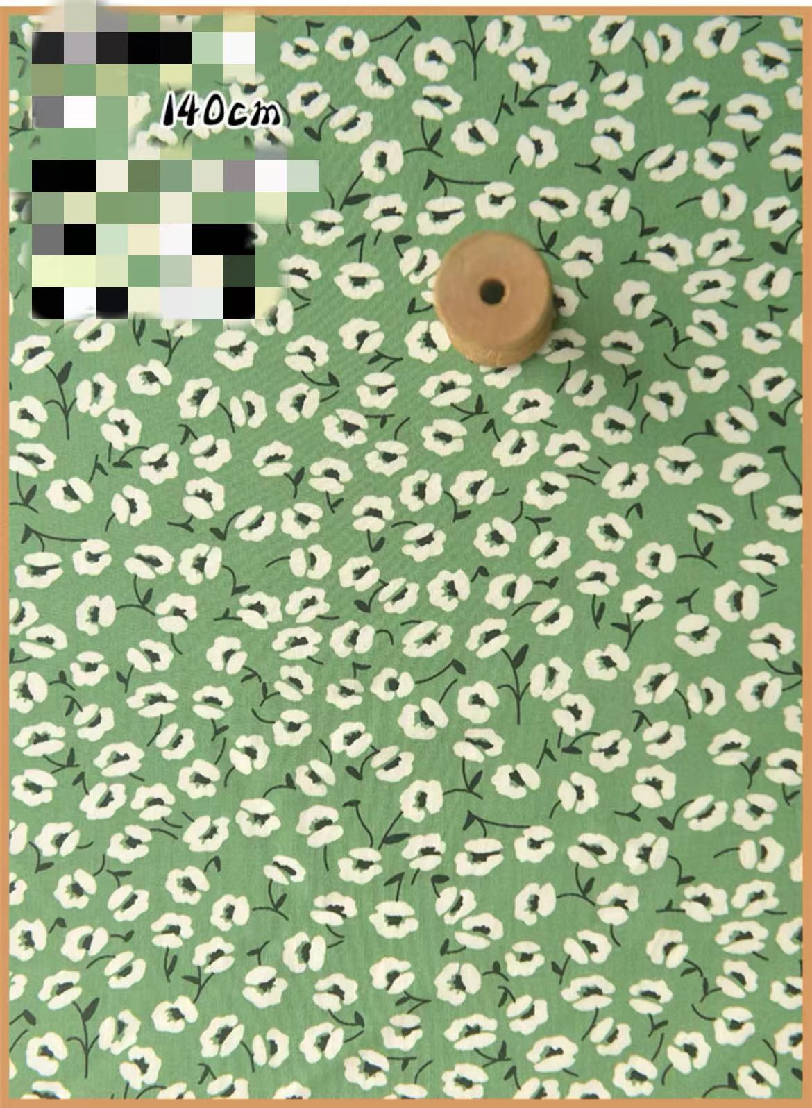 HKM-737491 Delicate Hand-Made Cotton Silk Rayon Fabric with Floral Print - 0.5m x 1m