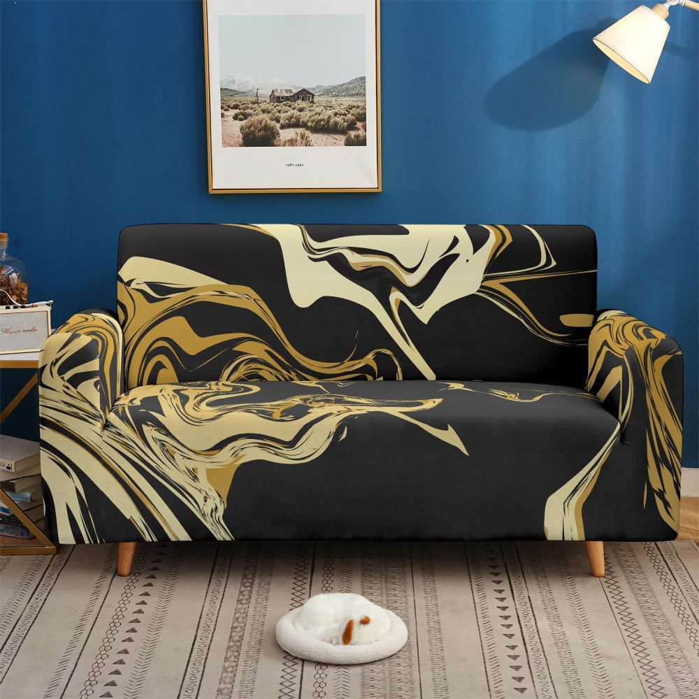 HKM-737555 Artistic Non-slip Stretch Sofa Cover - Floral Design, Polyester Fabric, Modern Style, Various Sizes Available